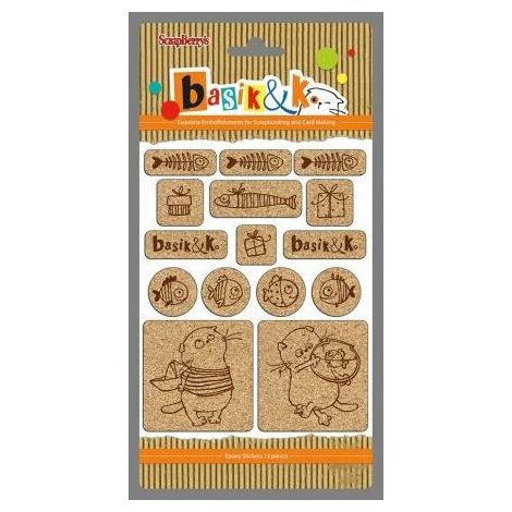 Naklejki korkowe ScrapBerry's Basik&K 2, 15szt